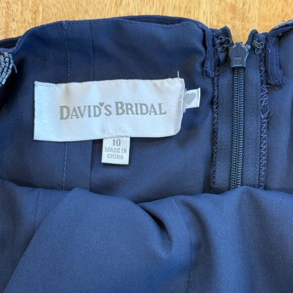 David's Bridal Marine Sleeveless Chiffon Short Dress with Beaded Straps - Picture 6 of 8